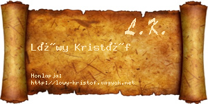 Lőwy Kristóf névjegykártya